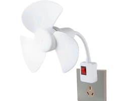 Ventilator met adapter - Koelset stekker - Ruimte Koelen - Directe aansluiting - 20 x 14 x 14 cm - Wit