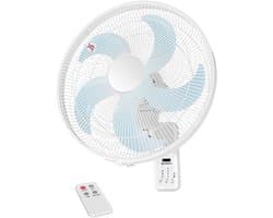Muurventilator - Wandmodel ventilator - Ruimte koelen - Afstandsbediening en timer - 40cm bladdiameter - Wit