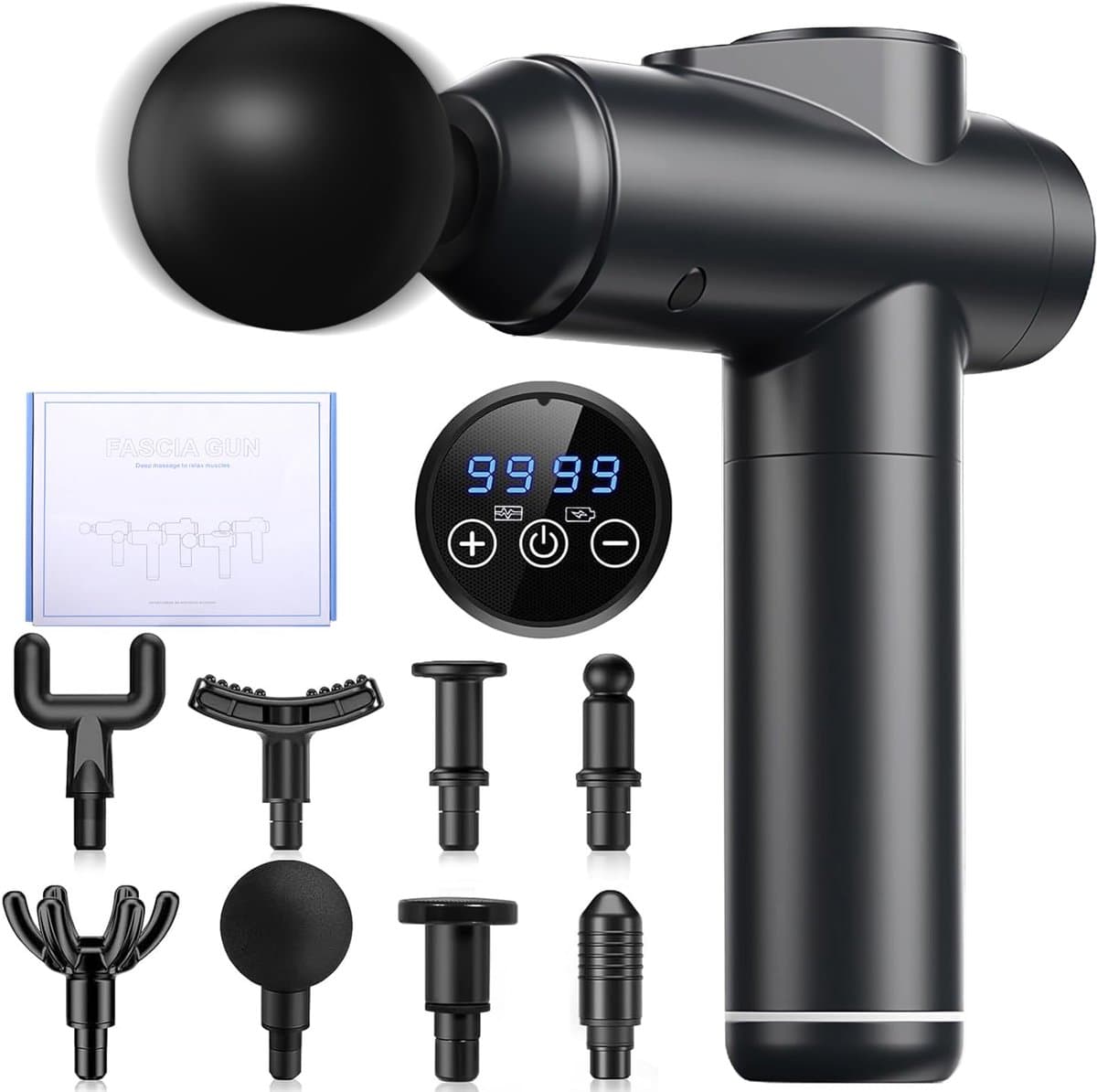 Spiermassagepistool met LCD-touchscreen - 99 snelheden - 8 massagekoppen - verlichting van spierpijn - ShopVlot — afbeelding 1