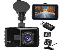 Podazz Dashcam auto voor en achter — 3 inch IPS-scherm FHD 1080P Dash Cam, voor auto's 170 groothoek, super - ShopVlot