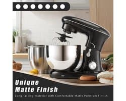 Keukenmixer – Mengmachine – Bakmixer – Deegkneder – Standmixer – 1400W Krachtige Motor – 4,5 Liter RVS Mengkom – Zwart