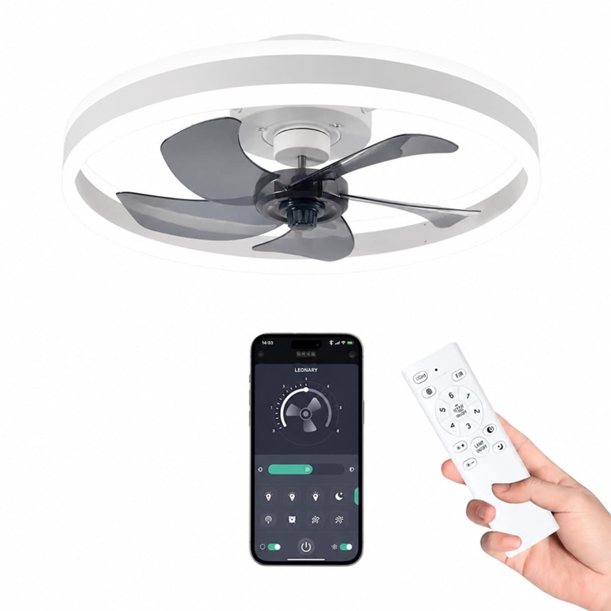 Billie & Loïs plafondventilator - Plafondwaaier - Plafondkoeler - LED verlichting - 6 snelheden - Timerfunctie - Appbediening - Dimbaar — afbeelding 1