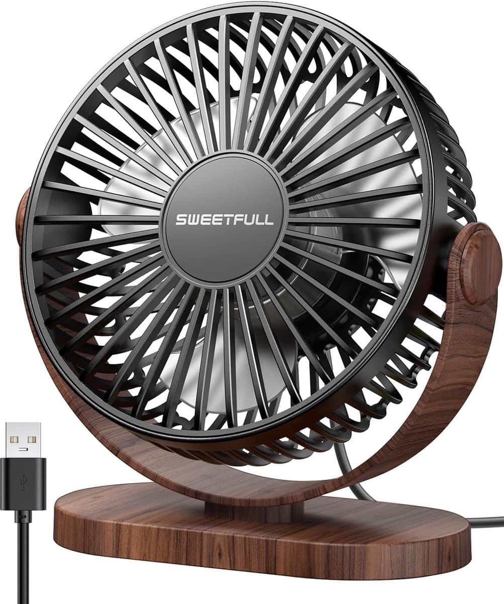 Mini USB Tafelventilator – Stille Bureauventilator met 3 Snelheden – Verstelbare Hoek – Compacte Ventilator voor Kantoor, Thuis, Bureau en Buiten — afbeelding 1