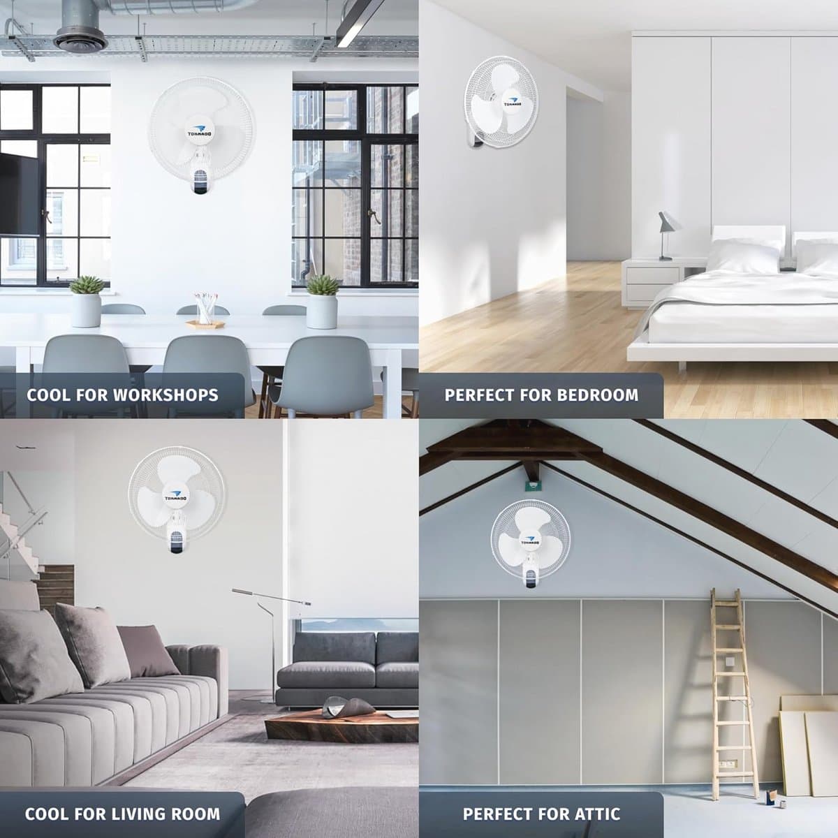 Oscillerende Wandventilator 40,6 cm met Afstandsbediening, Timer en Verstelbare Helling - 3 Snelheden - Ideaal voor Thuis, Slaapkamer en Kantoor — afbeelding 1