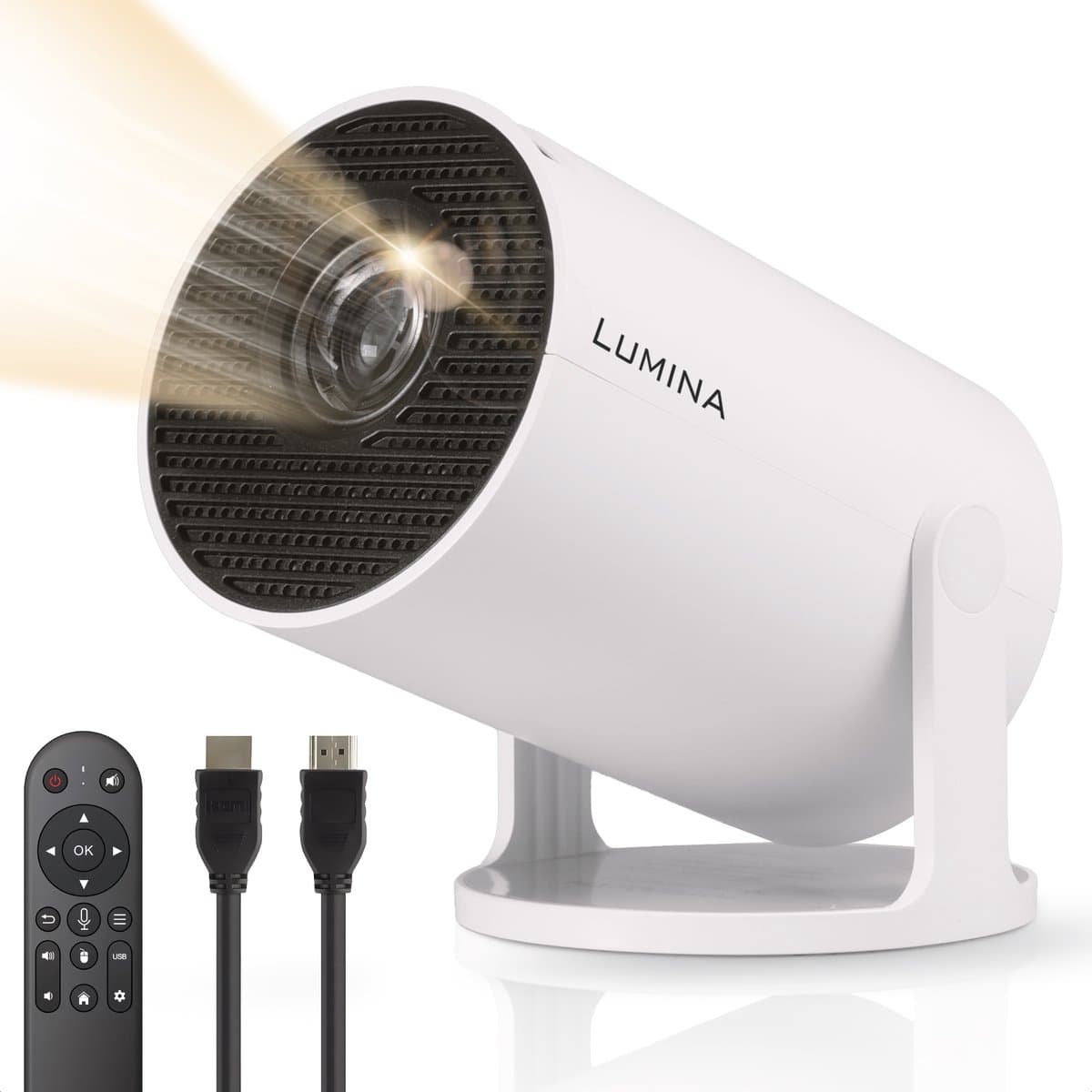Lumina® Pro Mini Beamer 2026 – Android 14 Smart Projector met Google Playstore – Thuisbioscoop – Voor iOS & Android – WiFi 6 & Bluetooth 5.4 – Wit — afbeelding 1