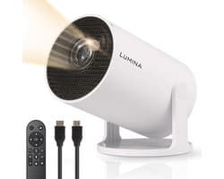 Lumina® Pro Mini Beamer 2026 – Android 14 Smart Projector met Google Playstore – Thuisbioscoop – Voor iOS & Android – WiFi 6 & Bluetooth 5.4 – Wit