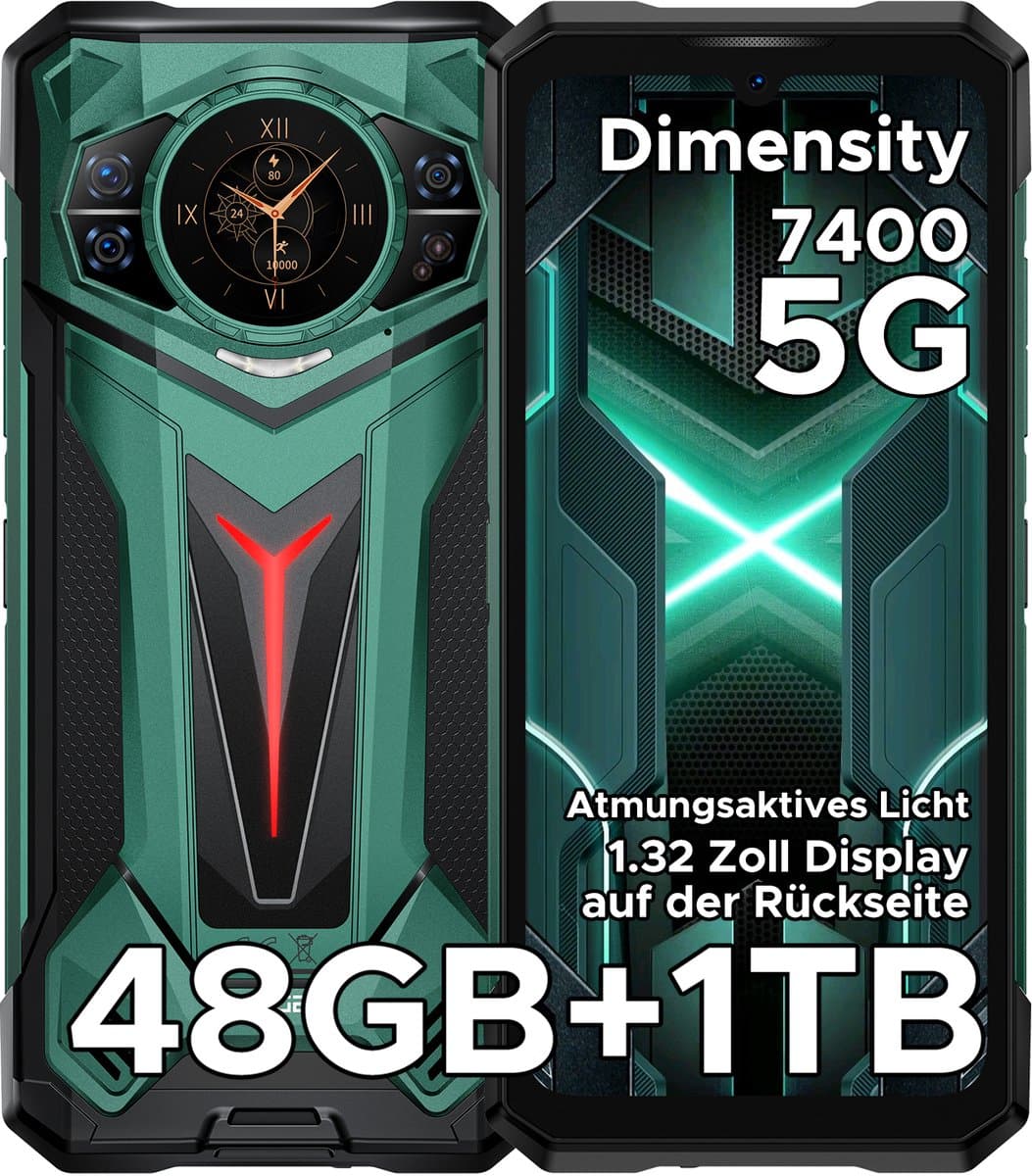 DOOGEE S200 Ultra 5G - Robuuste Smartphone - Robuuste Telefoon - 48GB RAM + 1TB ROM /2TB TF -Dimensity 7400 - 11000 mAh /66W --6,72 inch 120Hz - Android 15 -Nachtzicht-100 MP AI camera - NFC - GPS -1,32 inch display achteraan - Groente — afbeelding 1