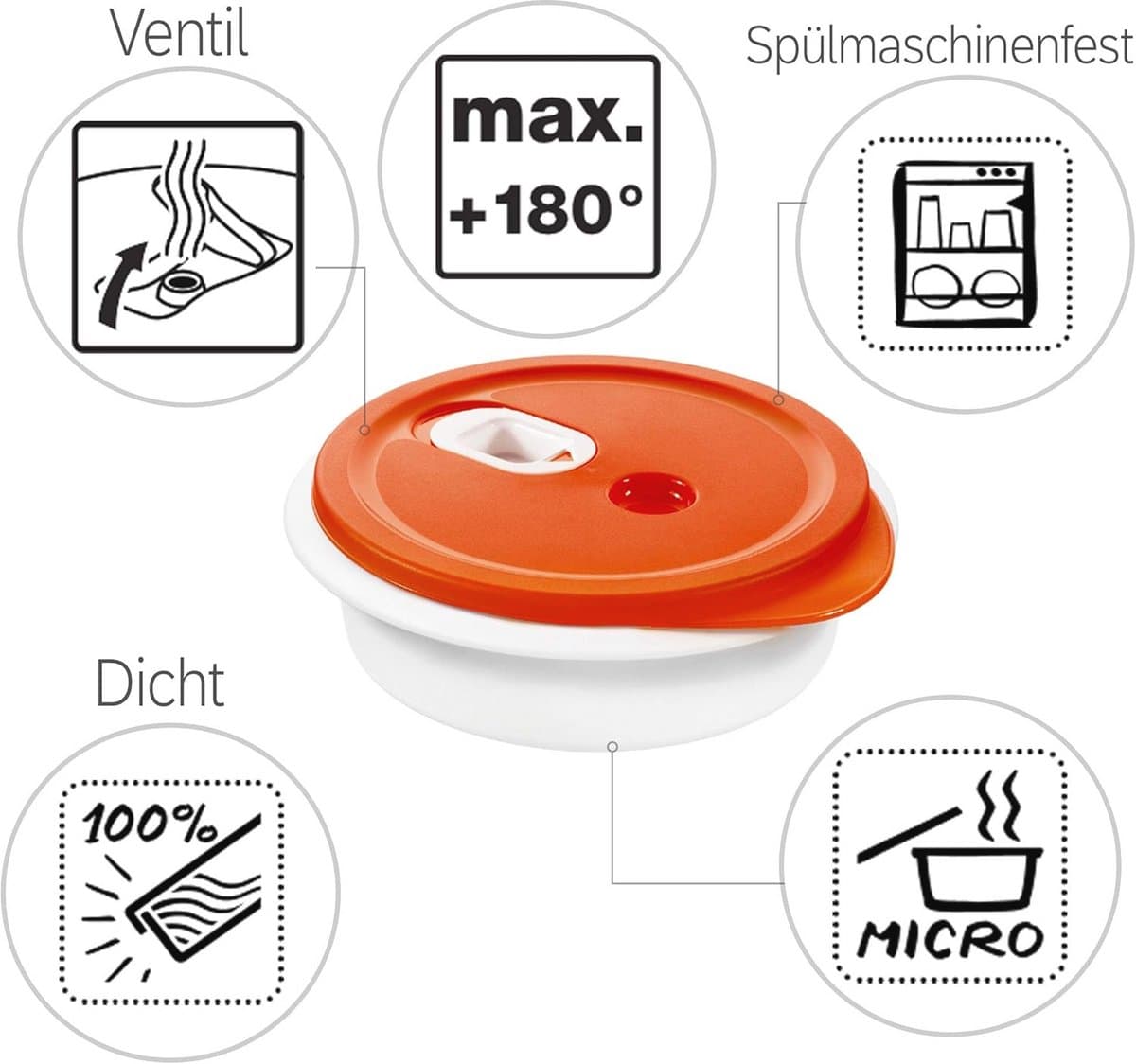 Diep magnetronbord met deksel - 1 L inhoud - lekvrij en vaatwasmachinebestendig — afbeelding 1