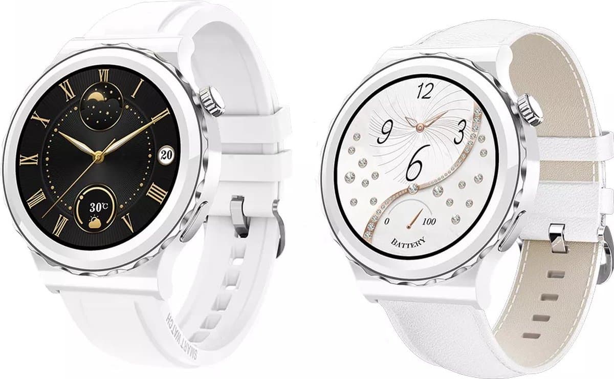 Darenci Smartwatch Snow Fit - Smartwatch heren -Activity Tracker- fit -Touchscreen -Bluetooth bellen -Bluetooth muziek - Met extra bandje - Horloge -Stappenteller -Bloeddrukmeter -Verbrande calorieën -Zuurstofmeter -Spatwaterdicht -Wit/Zilver — afbeelding 1