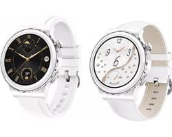Darenci Smartwatch Snow Fit - Smartwatch heren -Activity Tracker- fit -Touchscreen -Bluetooth bellen -Bluetooth muziek - Met extra bandje - Horloge -Stappenteller -Bloeddrukmeter -Verbrande calorieën -Zuurstofmeter -Spatwaterdicht -Wit/Zilver