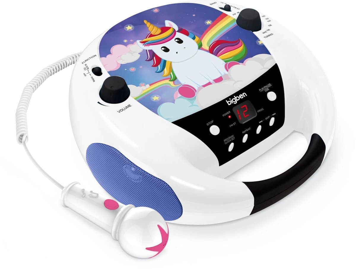 Bigben Draagbare CD-Speler met Microfoon - Eenhoorn/Unicorn - Blauw 2 — afbeelding 1