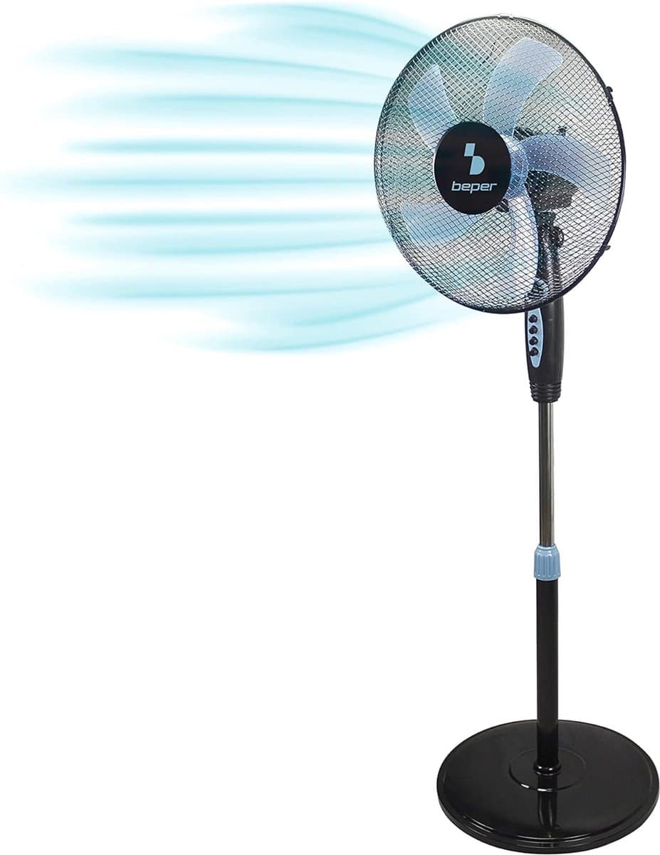 Beper P206VEN130 - Staande Statiefventilator met Timer - Statiefventilator - Ventilator op Statief - Staande Ventilator - Verplaatsbare Ventilator - Mobiele Ventilator - Zwart — afbeelding 1