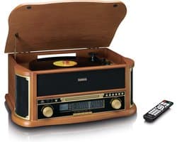 Classic Phono Retro Platenspeler - Bluetooth - Auto-stop -Radio CD en Cassettespeler - TCD-2551WD - Hout