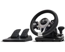 Spirit of Gamer Race Stuur – Geschikt voor PS4/PS3/Xbox One/Pc/Race Stuur – Race Stuur met Pedalen – Stevige Bevestiging – Race Stuur met Handschakelaar – 180 Graden Stuurhoek – Zwart