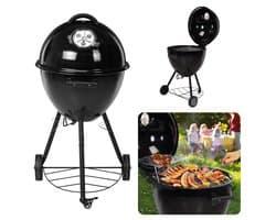 Luxe Houtskool BBQ - Houtskoolbarbecue - Barbecue - 48cm - Grill-oppervlak 44.5cm - Voorraadrek - Verrijdbaar - Ventilatierooster - Hoogte 93cm - Gewicht 8.4kg - Inclusief EBOOK