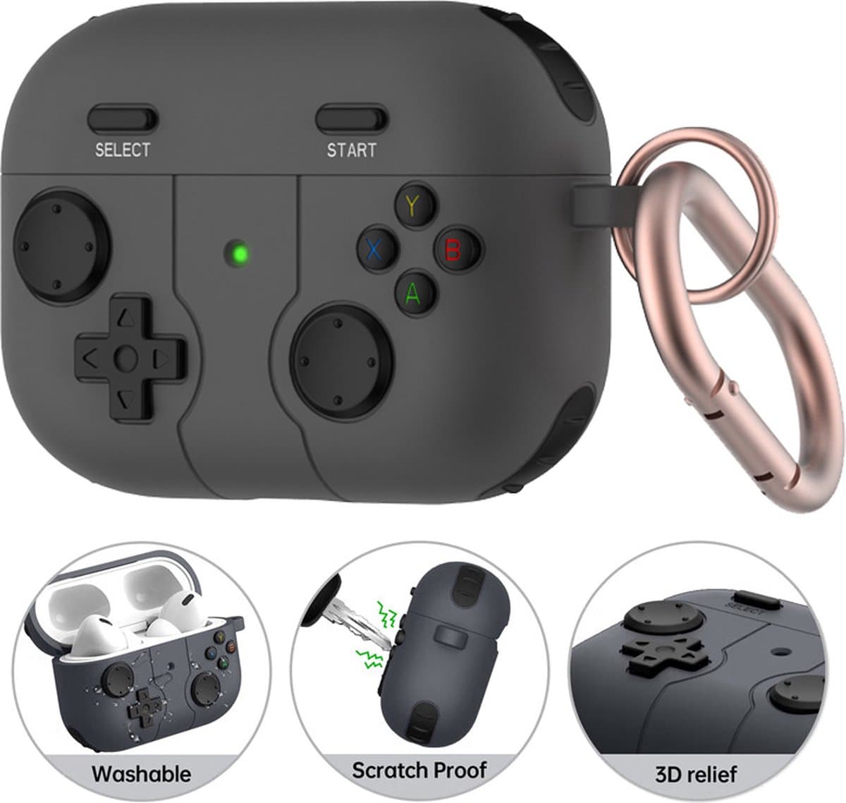 Ainy - PRO Siliconen Gaming PC Controller Hoesje met sleutelhanger - Geschikt voor Apple Airpods Pro 2 / Pro 1 | case met keycord | schokbestendig | Uitsparing voor oplaadpoort & draadloos opladen ondersteund — afbeelding 1
