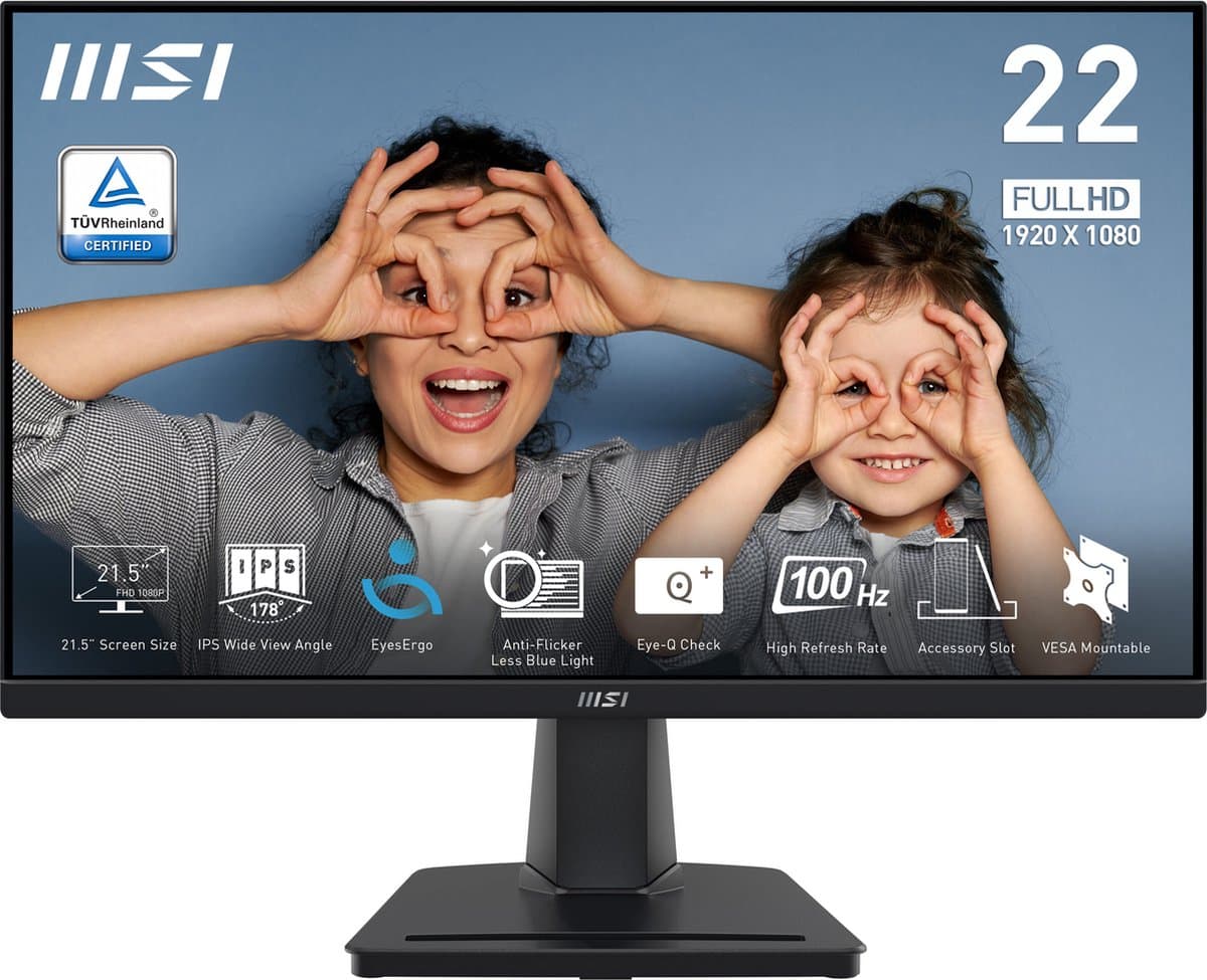MSI PRO MP225 computer monitor 54,6 cm (21.5") 1920 x 1080 Pixels Full HD LED Zwart — afbeelding 1