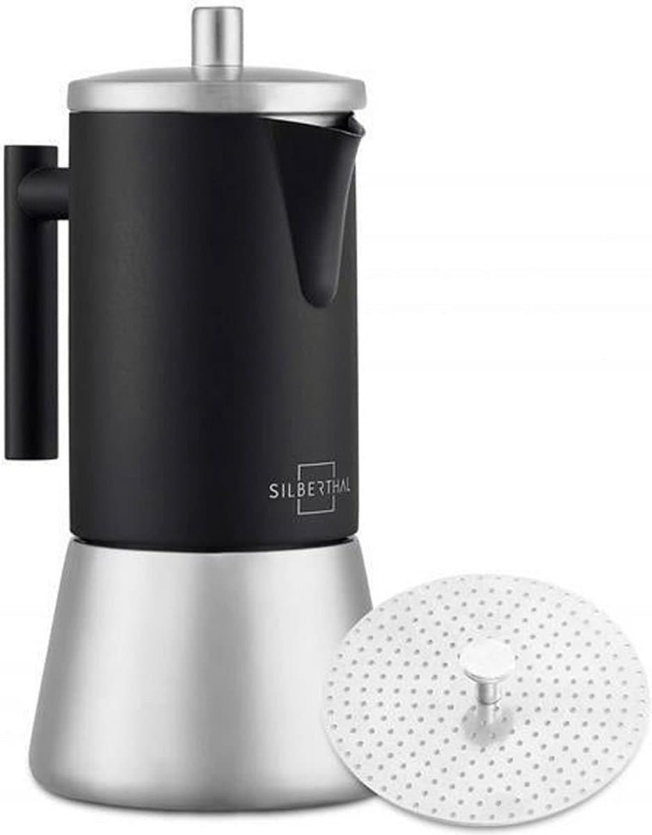SILBERTHAL Inductie Espressopercolator van Roestvrij Staal - voor 1-6 Kopjes - 300 ml - Zwart — afbeelding 1
