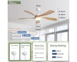Stille Plafondventilator met Verlichting, Afstandsbediening en Timer (132 cm)