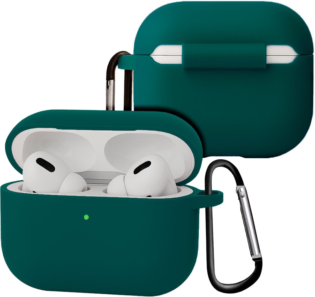 Case - Geschikt voor Apple Airpods Pro 3 - Siliconen Hoes met Clip - Silicone Hoesje Cover - Petrol — afbeelding 1