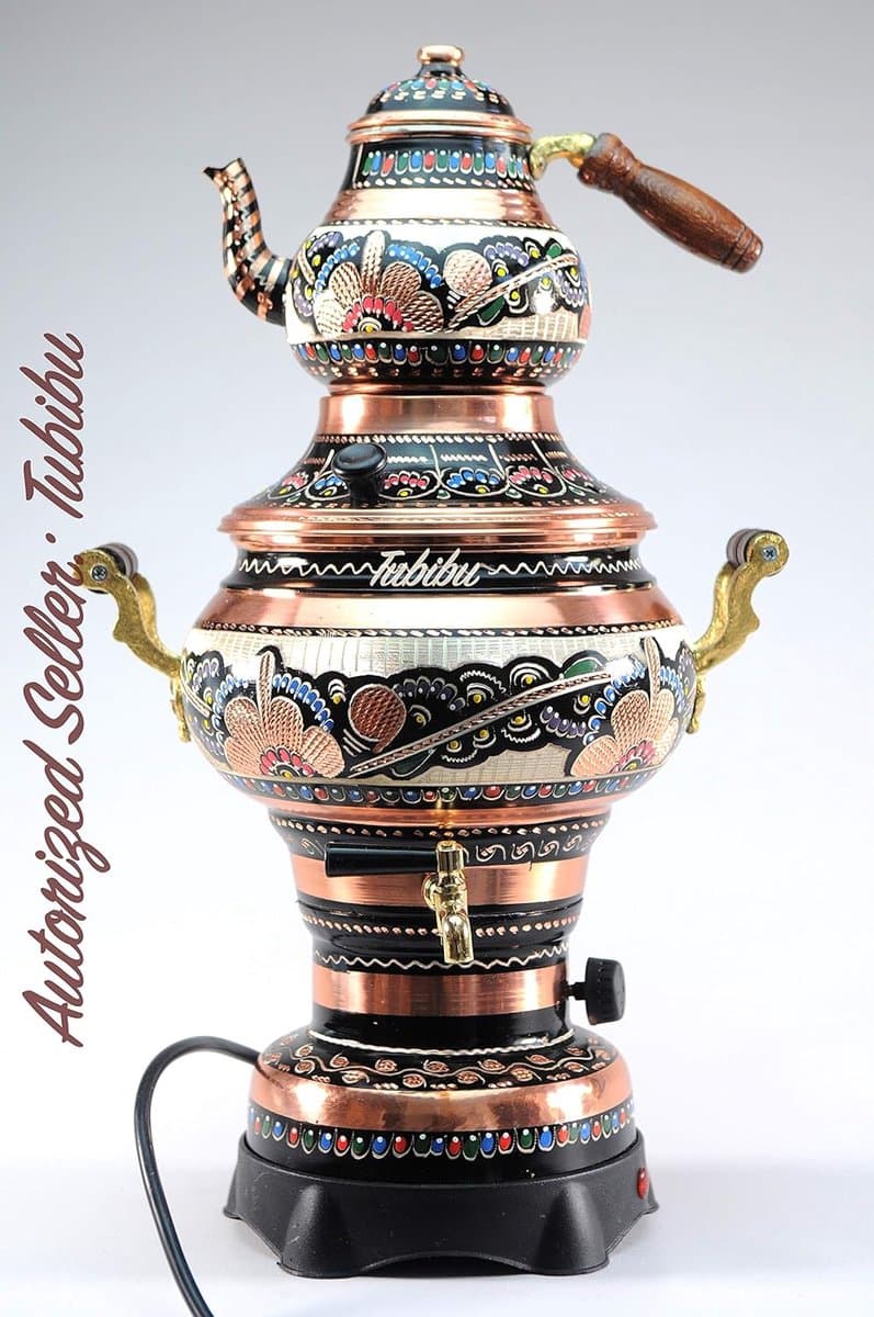 Elektrische Samovar Theepot Set met Handgemaakte Koper — afbeelding 1