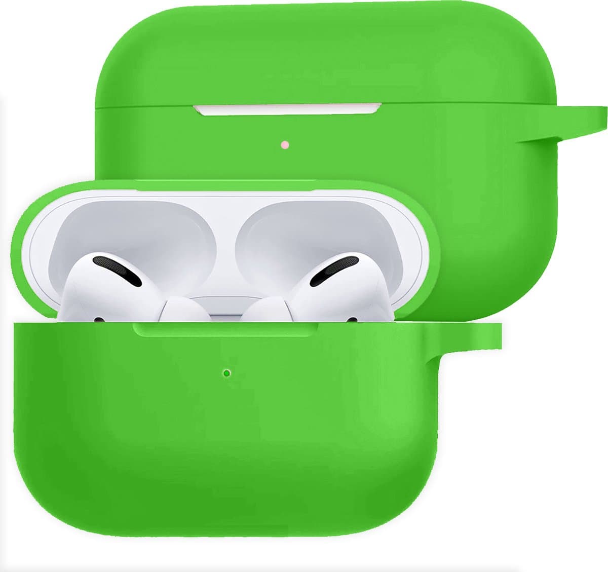 Hoesje Geschikt voor Apple AirPods Pro 2 - Siliconen Hoes met Clip - Silicone Case Cover - Groen — afbeelding 1