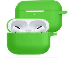 Hoesje Geschikt voor Apple AirPods Pro 2 - Siliconen Hoes met Clip - Silicone Case Cover - Groen