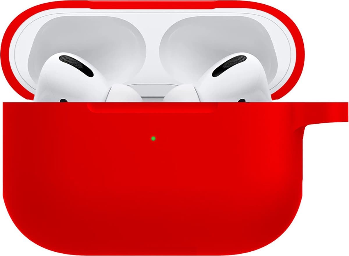 Hoesje - Geschikt voor Apple AirPods Pro 2 - met Clip - Siliconen Hoes - Silicone Case Cover - Rood — afbeelding 1