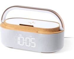 Digitale wekkerradio met draadloze oplader - bluetooth speaker met accu - Snoozefunctie - USB-C - Nachtlampje - dimbaar led display - cadeau voor mannen & vrouwen