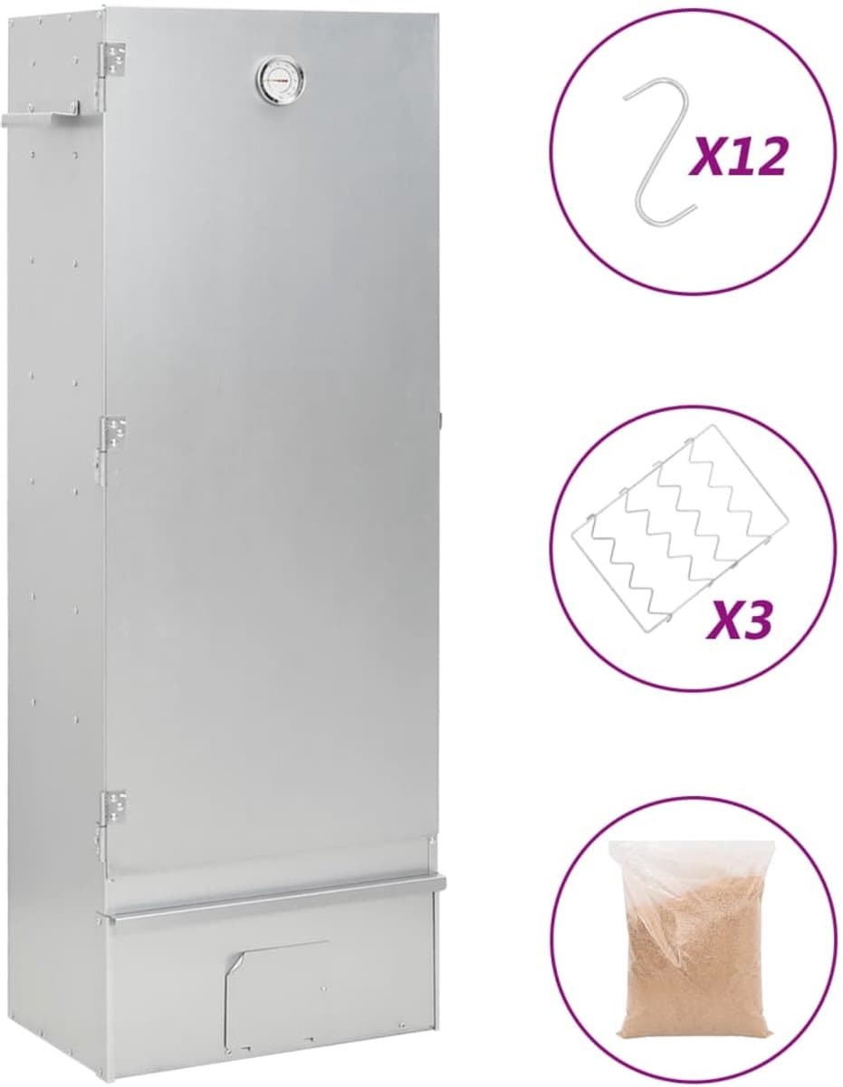 vidaXL - BBQ-rookoven - met - houtsnippers - 44,5x29x110 - cm - staal — afbeelding 1