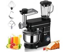 Keukenmachine - Keukenmixer - Bakken en Koken - 5-in-1 Functies - 10L Kom - Zwart