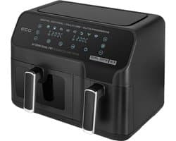 Dubbele Heteluchtfriteuse - Airfryer Oven - Gezond Koken - Twee Gaarkamers - 83 Liter - Zwart