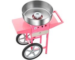 Velori Suikerspinmachine met Kar Roze 1000W - Professionele Cotton Candy Machine - 6 Suikerspinnen per Minuut - Temperatuurregeling - Feest Evenement Kermis