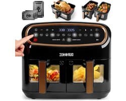 Heteluchtfriteuse Set - Airfryer Lades - Gezond Koken - Sync Cook Sync Finish - 10 Liter Capaciteit - Zwart Goud