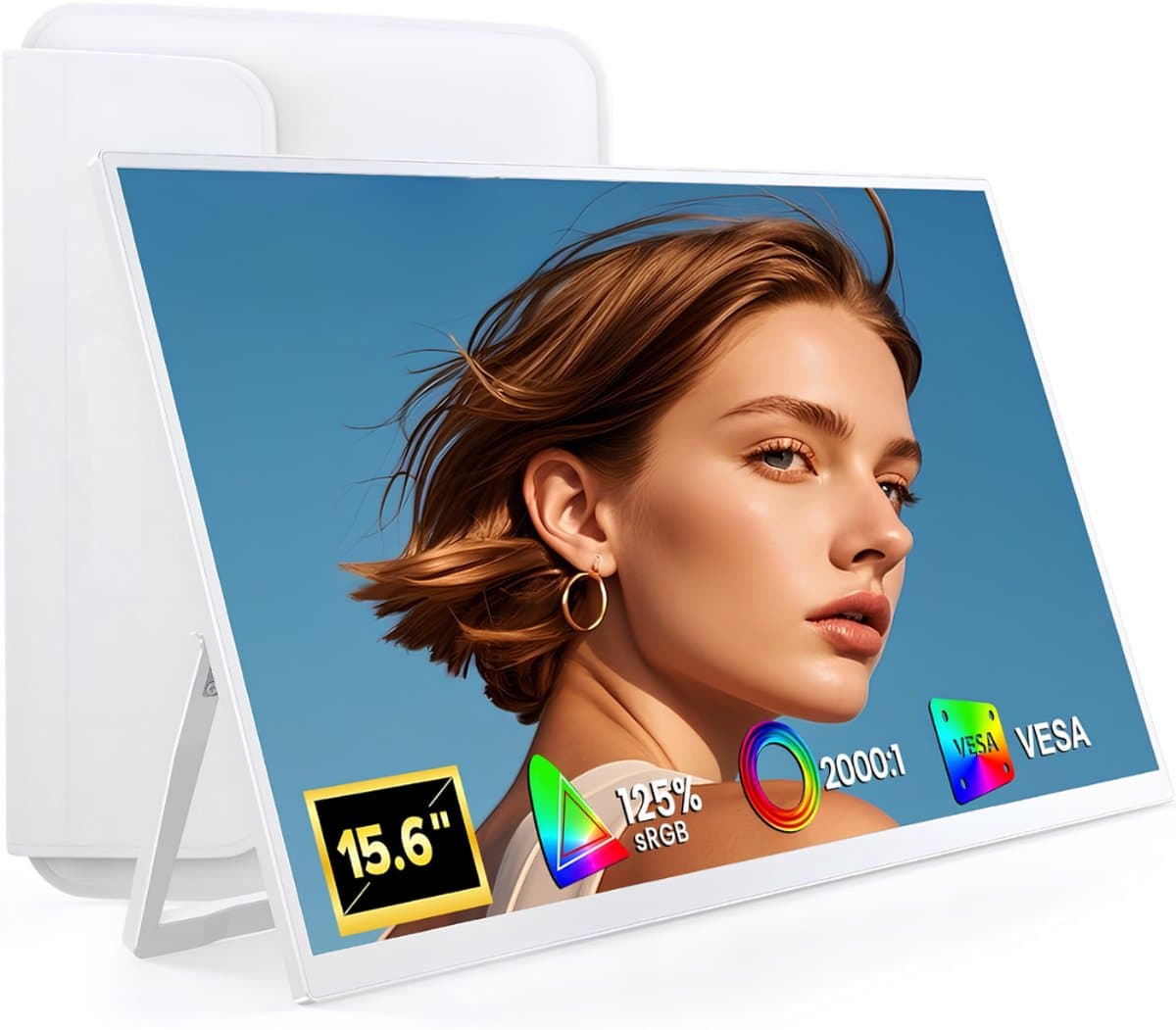 DnA® Professionele Portable Monitor - USB-C - 15.6 Inch - Draagbare Monitor - Portable Monitor Voor Laptop - Wit - 36cm x 21cm x 1cm — afbeelding 1