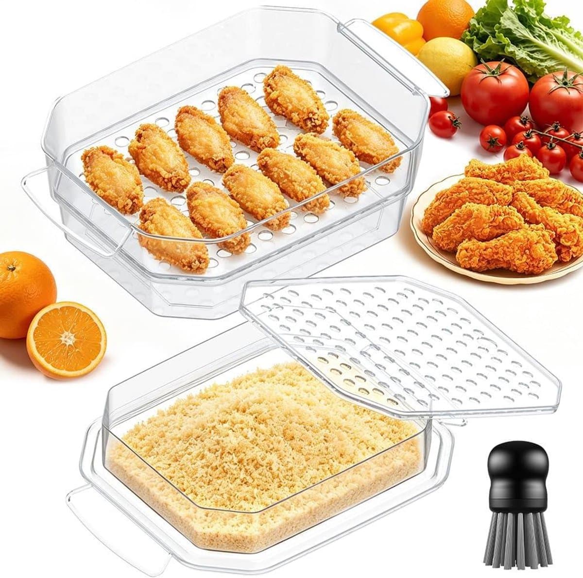 Beslagkom - Mengkom Keuken - Bakken En Koken - Inclusief Deksel En Zeef - 10 Liter - Transparant — afbeelding 1