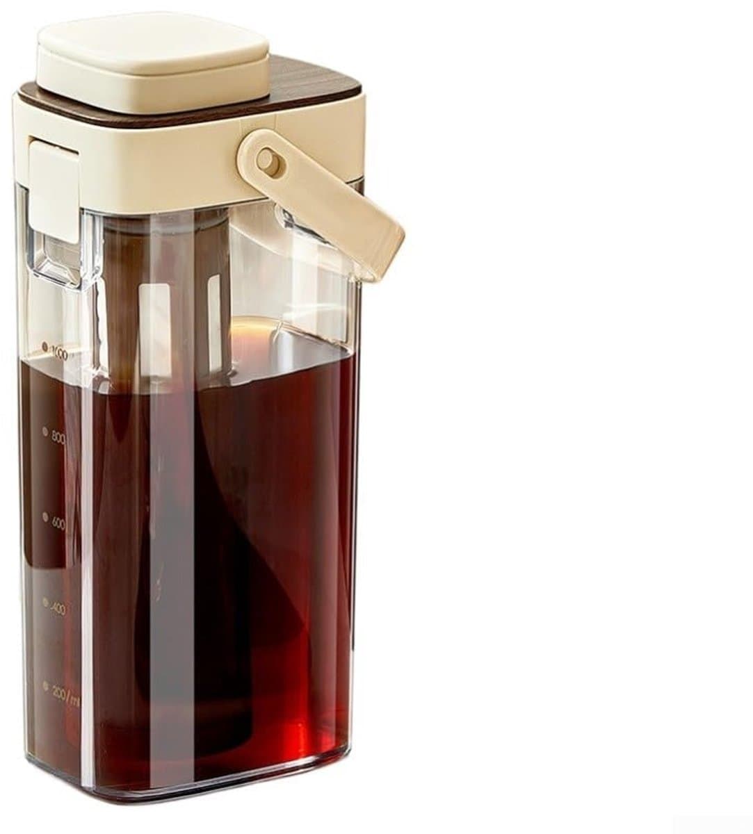Koffiezetapparaat voor koud brouwen met een inhoud van 1000 ml en een verwijderbaar fijnmazig filter, geschikt voor ijsthee, vruchtenthee en zelfgemaakte koud gebrouwen koffie (koffiekleur). — afbeelding 1