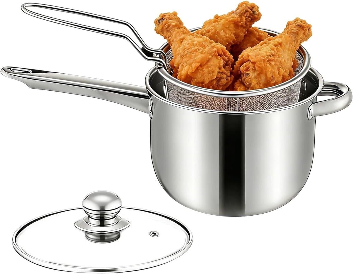 Mini-friteuse - Kleine friteuse - Thuis koken - Ingekapselde technologie - 15 x 20 x 15 cm - Zilver — afbeelding 1