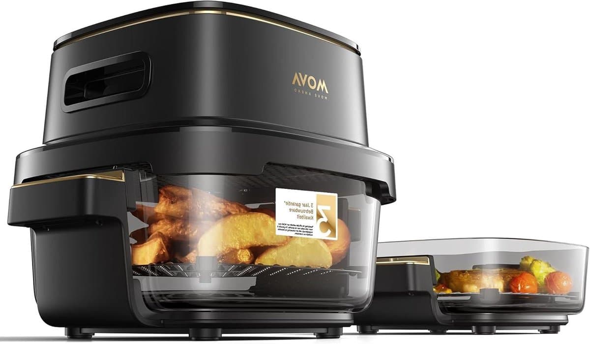Airfryer Glazen Bowl - Luchtfriteuse - Gezond Bakken - Volledig Transparant - 6.5 Liter - Zwart — afbeelding 1