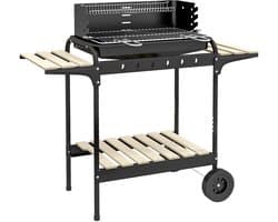Roossentials houtskoolbarbecue - Barbecue - Grill - In hoogte verstelbaar - Met wielen - Met as opvanger - Zwart