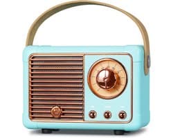Retro Draagbare Bluetooth-Spreker, FM-Radio-Spreker met 3W Krachtige Luidspreker, Basmembraan, Handsfree Bellen, Vintage Pocket Speaker USB/TF Card/AUX-ondersteuning (Blauw)