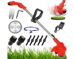 Accu Grasmaaier - Onkruidtrimmer - 650W & 12V 3000mAh - 90-120cm Telescopisch - 3 Messen - Voor Tuin & Gazon - Met Complete accessoires