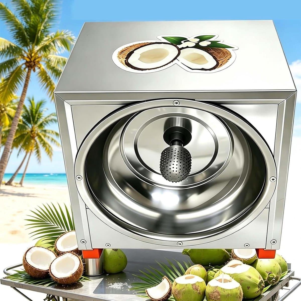 Kokosrasp Machine - Elektrische Rasp - Commercieel Gebruik - Ovaal Raspstuk - 300 Watt - Zilver — afbeelding 1