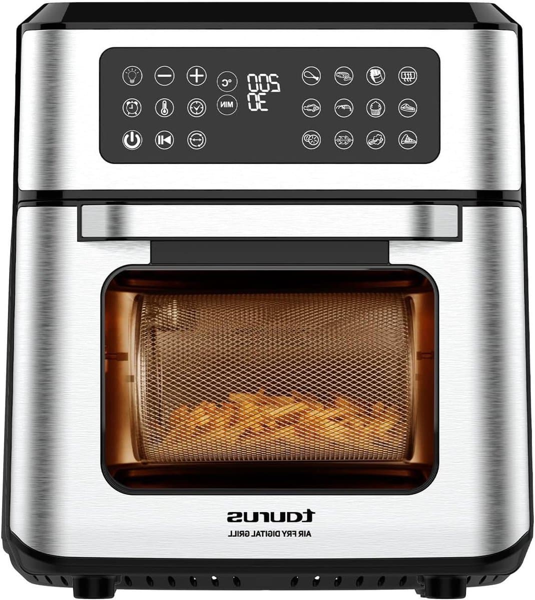Luchtfriteuse en Oven - Heteluchtoven - Veelzijdig Koken - 99% Minder Vet - 12 Liter Capaciteit - Zilverkleurig — afbeelding 1