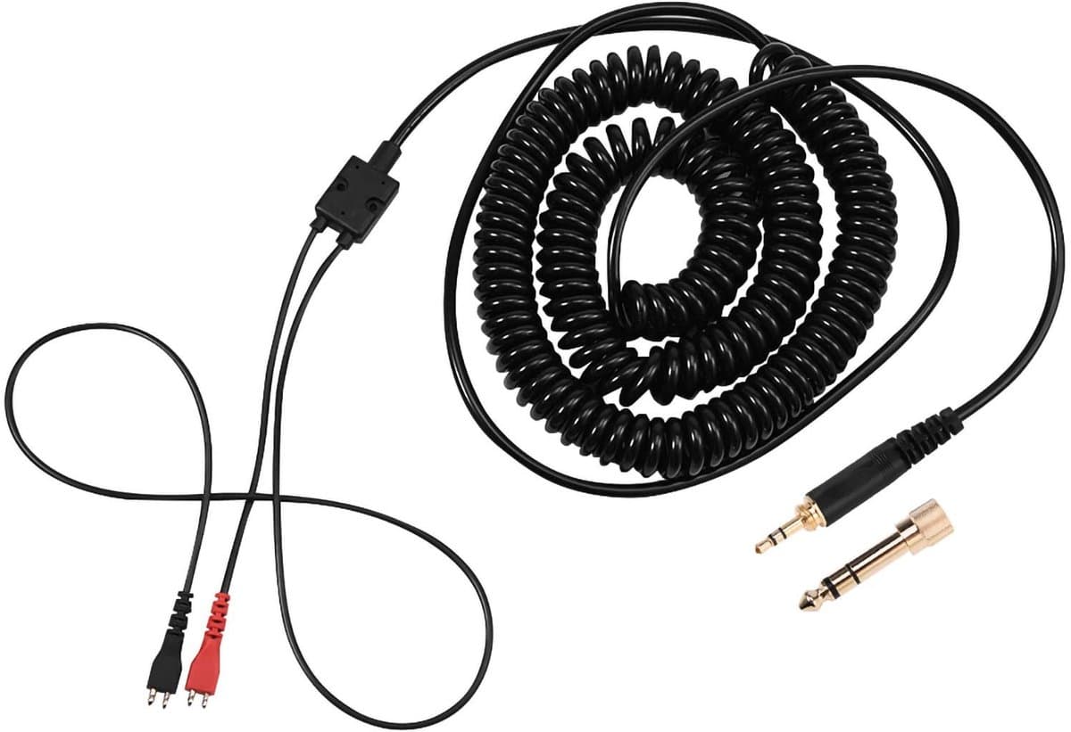 Cosensi - Vervangende Spiraalkabel - Audio Kabel - Compact - Zwart - 3.5mm en 6.5mm Plug - Geschikt voor Sennheiser Hoofdtelefoons - 2 meter — afbeelding 1