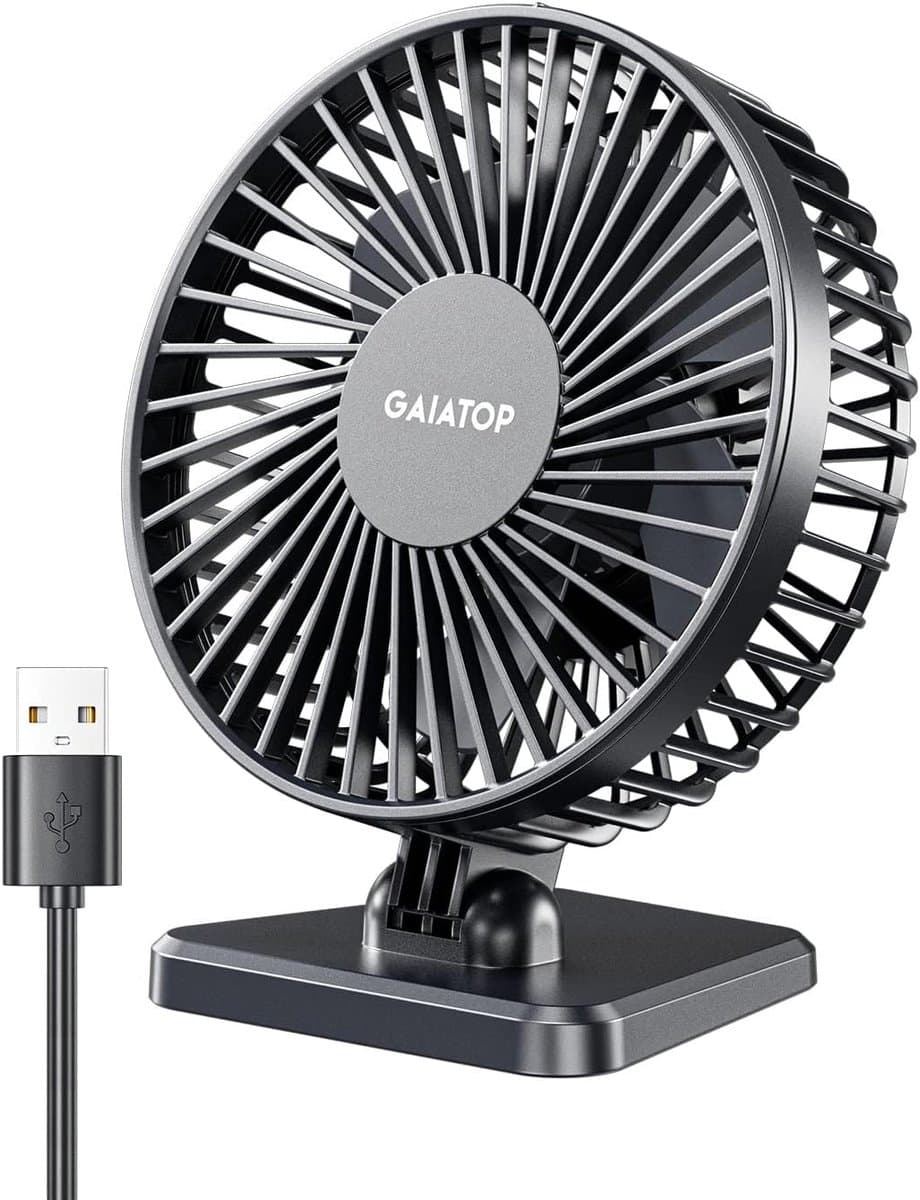 USB Tafelventilator Stil Compact 3 Snelheden Verstelbaar 30° Zwart 13,8 cm — afbeelding 1