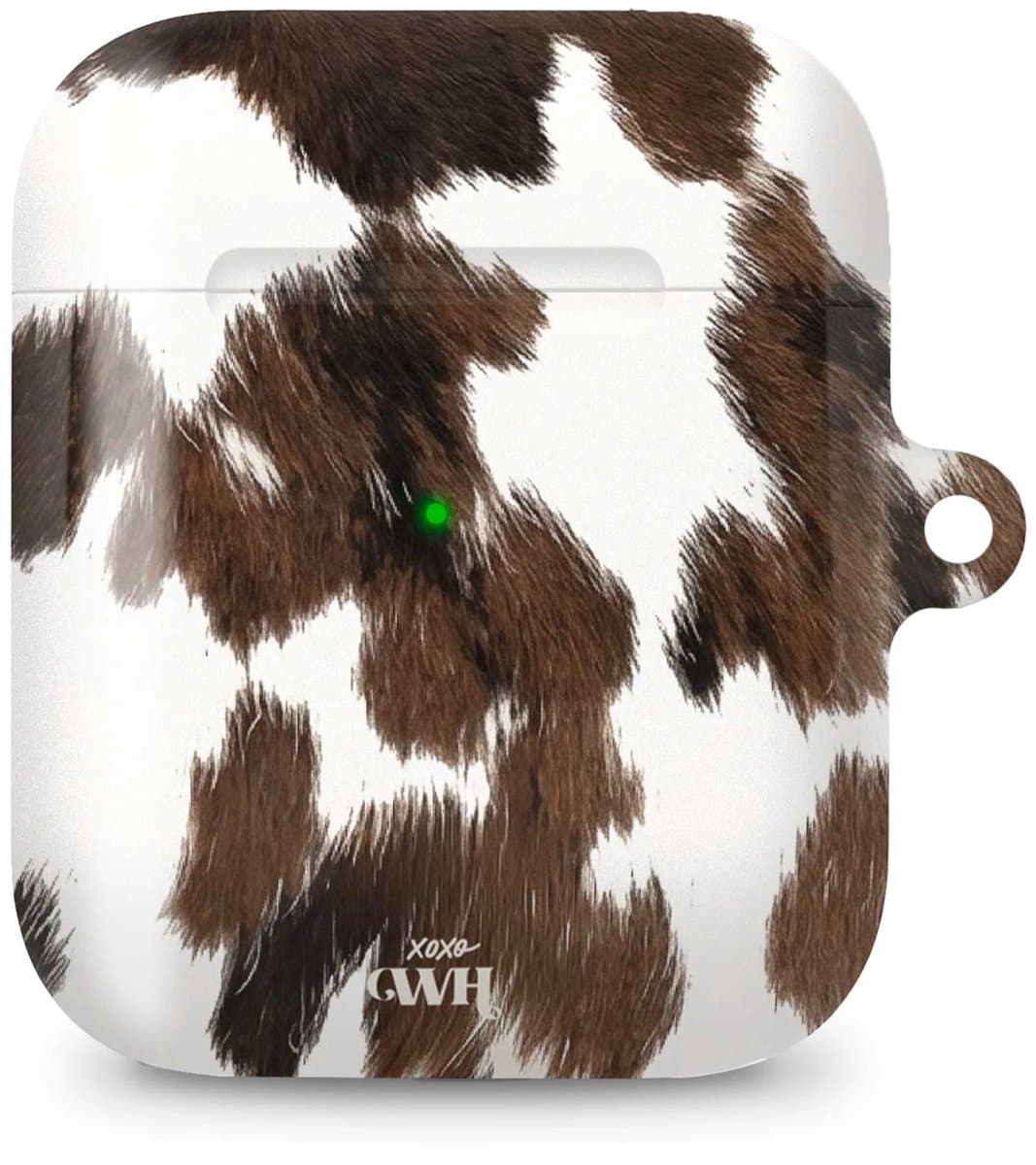 xoxo Wildhearts hoesje geschikt voor AirPods 1 & 2 - Midnight Rodeo - Ook als telefoonhoesje verkrijgbaar - schokbestendige case - koptelefoonhoes - Hoesje met dierenprint - Stier - Bruin / Beige — afbeelding 1