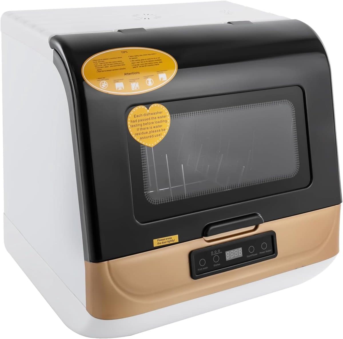 Mini Vaatwasser - Compacte Vaatwasser - Kleine Keuken - 3 Wasprogramma's - 45x40x45 cm - Goud Wit — afbeelding 1