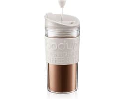 Travel Press Set 035 l crèmewit - Koffiemaker met extra drinkopzetstuk - Bodum