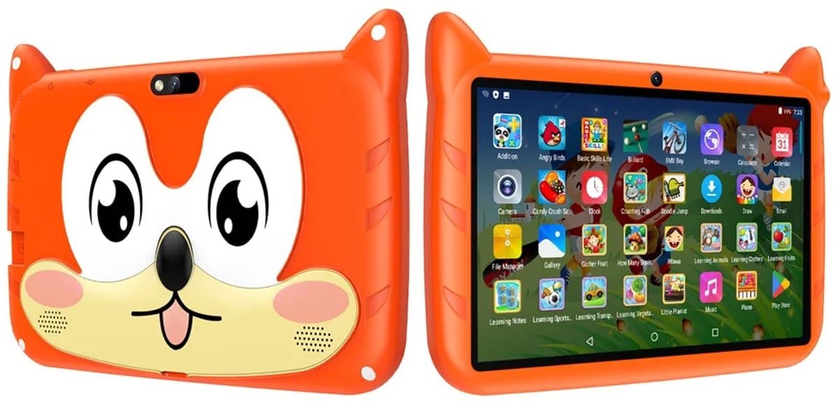 BDF Kindertablet 7 Inch , Dubbele Camera, Android en 64GB Opslag voor Kinderen Oranje kleur — afbeelding 1
